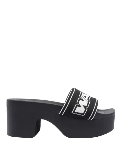 Alexander Wang Plateau Sandals Logo In Black