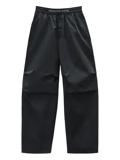 Alexander Wang Logo Waistband Mid-waisted Pants In Black