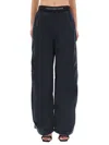 Alexander Wang Wide-leg Trousers With Elastic Waistband And Subtle Branding In Blue