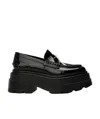 Alexander Wang Carter 75 Platform Loafers In Black Leather In Black
