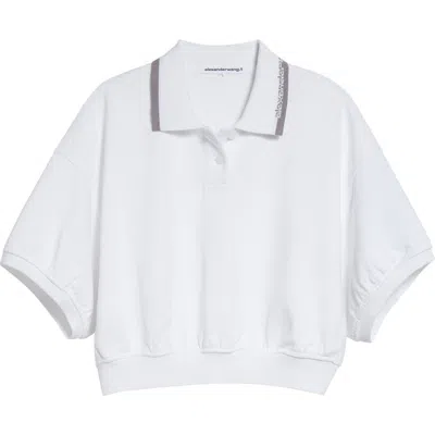 Alexander Wang Alexanderwang. T Relaxed Cropped Cinched Polo Top In White