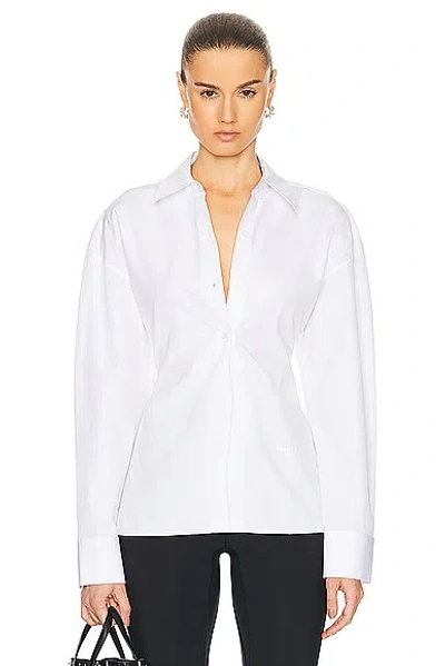 Alexander Wang Cinched Waist Shirt With Knit Combo In White