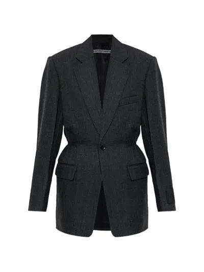 Alexander Wang Cinched-waist Wool-twill Blazer In Black