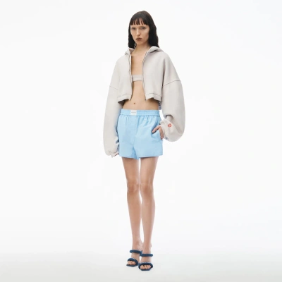 Alexander Wang Classic Boxer Short In Cotton In Chambray Blue