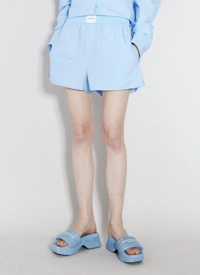 Alexander Wang Classic Cotton Boxer Shorts In 钱布雷布蓝