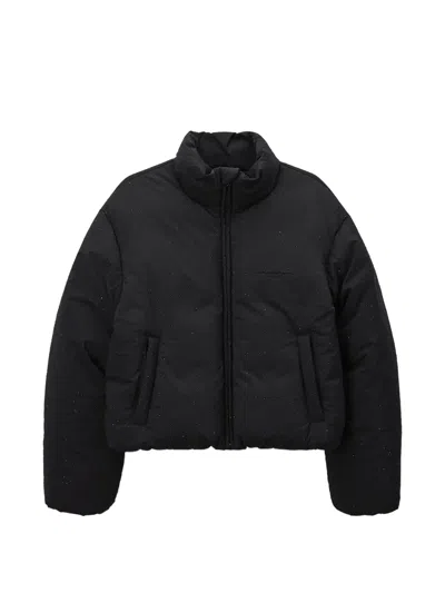 Alexander Wang Classic Puffer Jacket W/ Allover Hotfix In Black