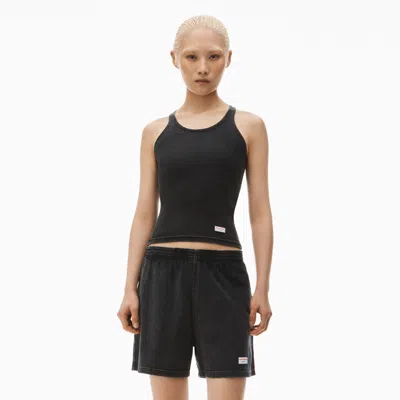 Alexander Wang Classic Racer Tank In Ribbed Cotton In Washed Black
