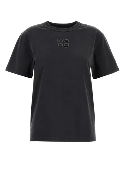 Alexander Wang Elevated Short Sleeve Tee With Hotfix Logo In Black