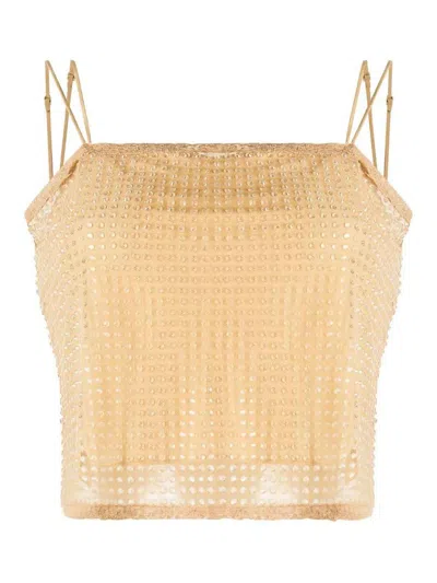 Alexander Wang Clear Bead Camisole Top In Beige
