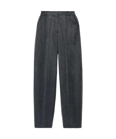 Alexander Wang Clear Bead Hot Drilling Decoration High-waist Trousers In Black