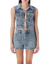 Alexander Wang Blue Clear Bead Hotfix Denim Vest