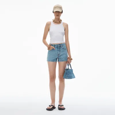 Alexander Wang Clear Hotfix High-rise Denim Short In White
