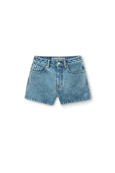 Alexander Wang Clear Hotfix High-rise Denim Short Vintage Light Indigo In Blue