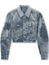 Alexander Wang Cloud-print Trucker Jacket In Blue