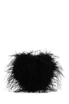 Alexander Wang Heart Feathered Satin Insert Clutch In Black