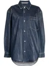 Alexander Wang Oversized Shirt In Coated Denim In Blau