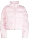 Alexander Wang Logo Print Cropped Puffer Jacket - Women's - Polyester/elastane/feather In Multicolor