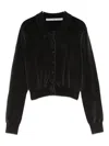 Alexander Wang Cotton-blend Chenille Cropped Polo Cardigan In Black