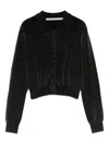Alexander Wang Cotton-blend Chenille Cropped Polo Cardigan In Black