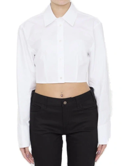 Alexander Wang Cropped Structured Long-sleeved Shirt In White