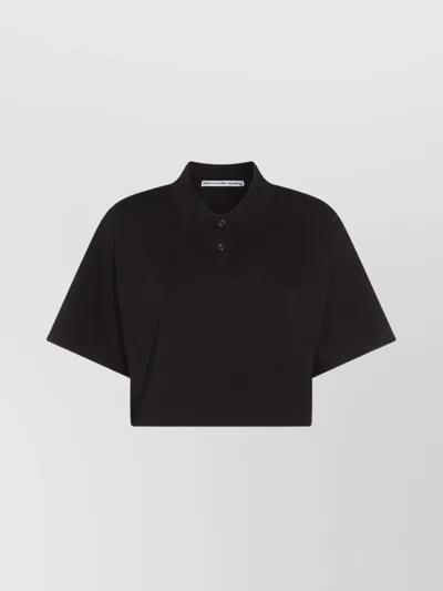 Alexander Wang Collared Shirt With Short Sleeves In Black