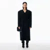 Alexander Wang Collarless Coat In Double Tweed Wool In Black