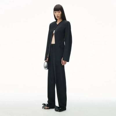 Alexander Wang Collarless Tailored Jacket With Slits In Black