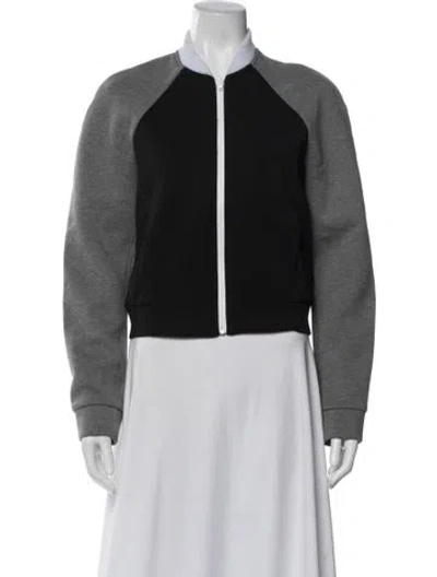 Pre-owned Alexander Wang Colorblock Pattern Bomber Jacket In Black