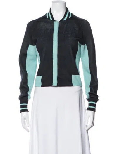 Pre-owned Alexander Wang Colorblock Pattern Bomber Jacket In Green