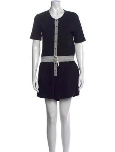 Pre-owned Alexander Wang Colorblock Pattern Crew Neck Jumpsuit In Black