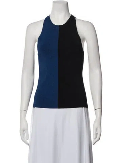 Pre-owned Alexander Wang Colorblock Pattern Crew Neck Top In Black/blue