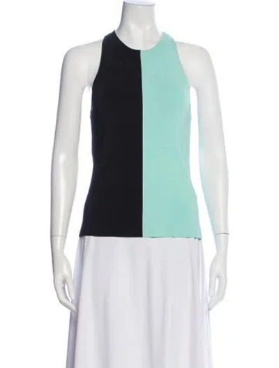 Pre-owned Alexander Wang Colorblock Pattern Crew Neck Top In Blue