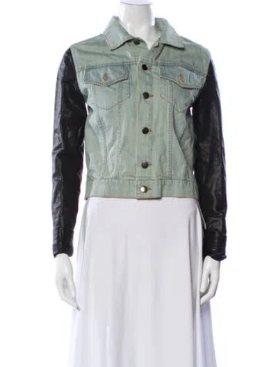 Pre-owned Alexander Wang Colorblock Pattern Denim Jacket In Blue