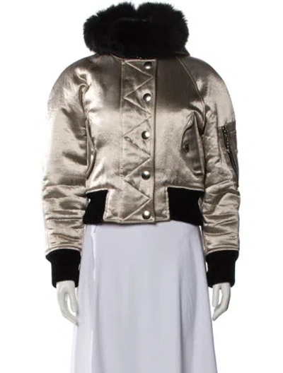 Pre-owned Alexander Wang Colorblock Pattern Fur Jacket In Neutral