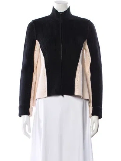 Pre-owned Alexander Wang Colorblock Pattern Mock Neck Sweater In Black