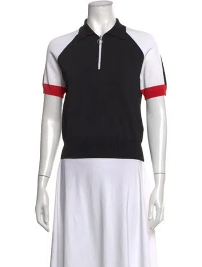 Pre-owned Alexander Wang Colorblock Pattern Short Sleeve Polo In Black