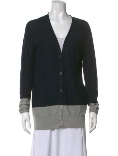 Pre-owned Alexander Wang Colorblock Pattern V-neck Sweater In Black