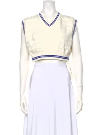 Pre-owned Alexander Wang Colorblock Pattern V-neck Sweater In White