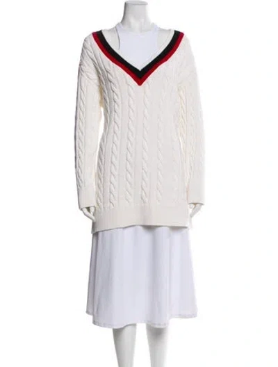 Pre-owned Alexander Wang Colorblock Pattern V-neck Sweater In White