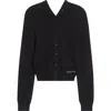 Alexander Wang Continuous Placket Crop Wool Blend Cardigan In Black