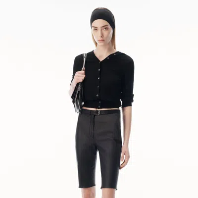 Alexander Wang Continuous Placket Long Sleeve Cardigan In Black