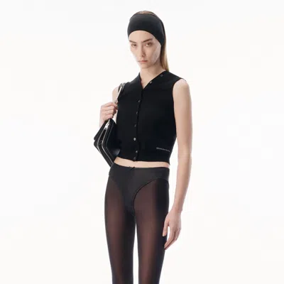 Alexander Wang Continuous Placket Tank Top Cardigan In Black