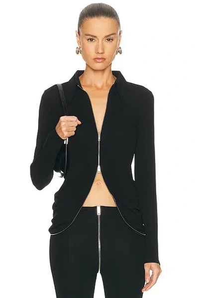 Alexander Wang Draped Back Zip Shirt In Crepe Jersey In Black