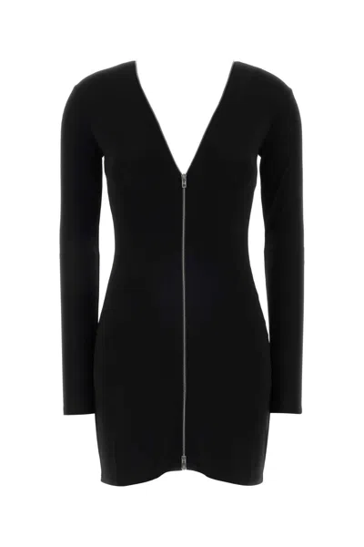 Alexander Wang Black Continuous Zipper V-neck Mini Dress