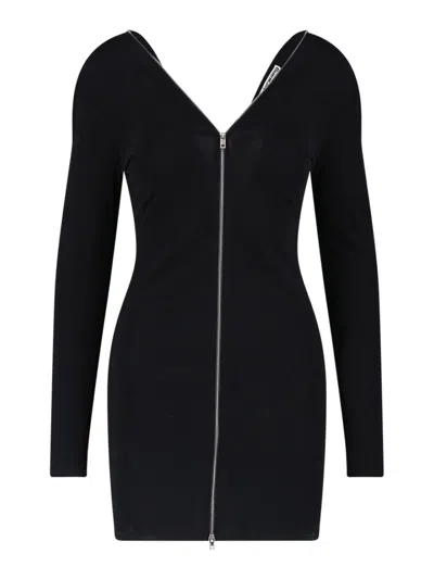 Alexander Wang Continuous Zipper Mini Dress In Black