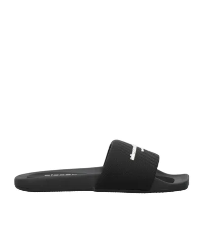 Alexander Wang Padded Logo Pool Slide Sandals Shoes In Black