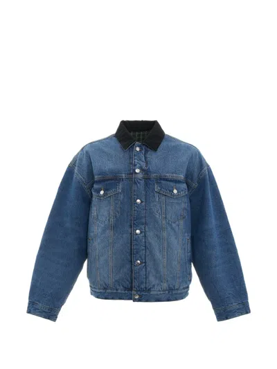 Alexander Wang Contrast-collar Denim Jacket In Blue