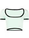 Alexander Wang Contrasting-border Cropped T-shirt In Green