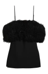 Alexander Wang Convertible Minidress With Genuine Shearling Stole In Black