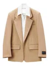 Alexander Wang Prestyled Oversized Boxy Blazer W/ Poplin Dickie In Beige